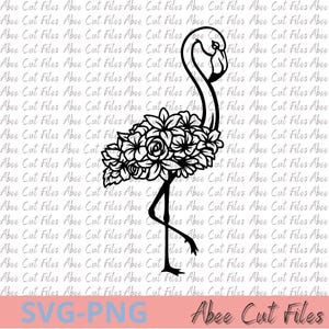 Digital Cut Files - Fichier SVG/PNG Flamant Rose Floral – Design Élégant et Naturel – Déco Intérieure – Téléchargement Instantané