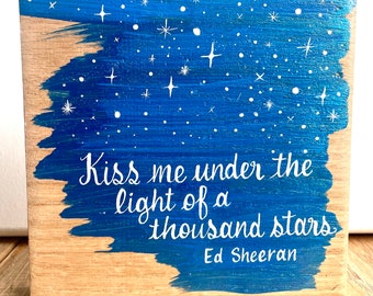 Hand painted Ed Sheeran Art, Painting on Wood, Song Title Art