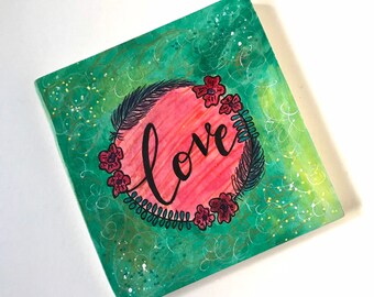 Sale! Galaxy Art, Watercolor, Love Art, Inspirational Art, Wood Art, Love