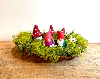 Gnome Figurines, Mini Gnomes, Mushroom Figurines, Clay Gnomes, Clay Mushrooms