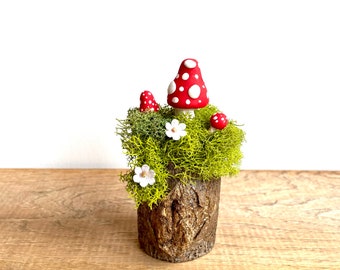 Clay Mushrooms, Nature Figurine, Nature Artwork, Mushroom Sculpture, Mushroom Diorama