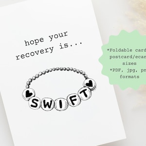 Druckbare Geburtstagskarte mit dem Schriftzug Taylor Swift -- "Hope Your Genesung is Swift"