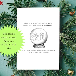 Funny Snow Globe Printable Holiday Card -- Illustrated Digital Christmas Card