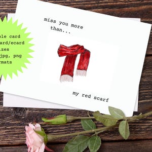 Afdrukbare op Taylor Swift geïnspireerde kaart: 'Miss You More Than My Red Scarf'
