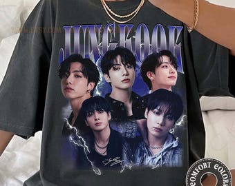 Camiseta vintage estilo bootleg de los 90 de Jung Kook de Comfort Colors, camiseta clásica de Kpop Streetwear de Jung Kook, regalos unisex de Jung Kook para mujeres y hombres.