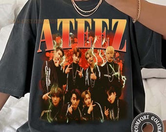Camiseta Comfort Colors Ateez Kpop, Camiseta retro Ateez Kpop, Camiseta vintage unisex Ateez World Tour In Your Fantasy