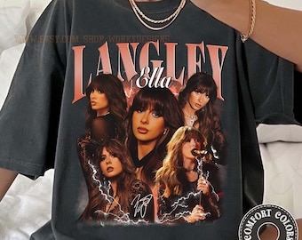 Camiseta Comfort Colors Ella Langley The Dandelion Tour, camiseta con estampado de collage vintage, camiseta para concierto country, camiseta con estética western.