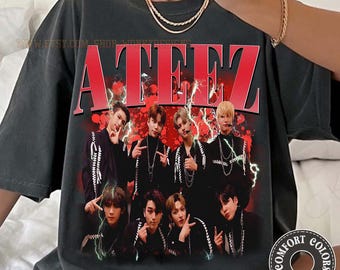 Camiseta Comfort Colors Ateez Kpop, Camiseta unisex vintage Ateez World Tour In Your Fantasy