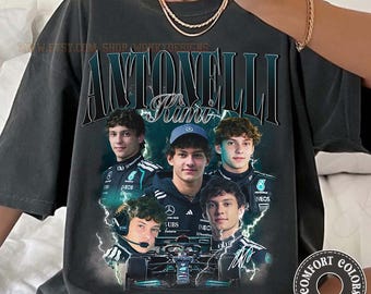 Camiseta Comfort Colors Kimi Antonelli, estilo vintage de carreras, regalo de F1 para aficionados.
