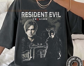 Camiseta unisex de Resident Evil Requiem, con colores cómodos, vintage y desgastada, para fans de Leon Kennedy. Regalo para mujer y hombre.