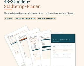 City Trip Planner Printable & Fillable PDF | 48 Hour Itinerary Template | Weekend City Break | German + English
