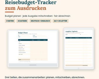 Printable Travel Budget Tracker for Couples | Vacation Expense Log | Trip Spending Planner | English + German | A4 + US Letter