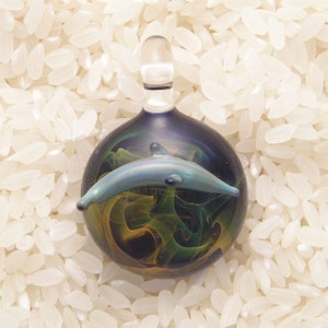 EMBLEM Leaping Dolphin Lampworked Borosilicate Glass Pendant