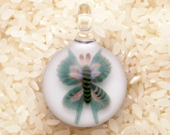 EMBLEM A Fine Specimen Lampworked Borosilicate Glass Butterfly Pendant