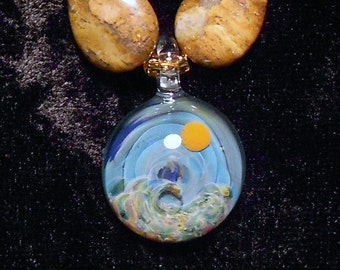 EMBLEM Lampworked Borosilicate Glass Wave Necklace