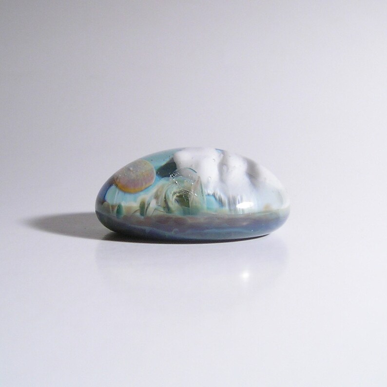 EMBLEM Wave Lampworked Borosilicate Glass Cabochon Paperweight image 2