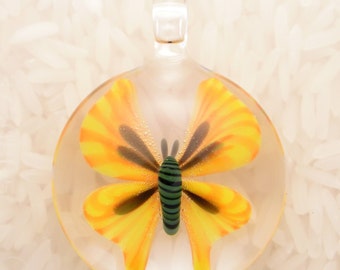 EMBLEM A Fine Specimen Lampworked Borosilicate Glass Butterfly Pendant