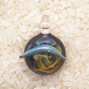 EMBLEM Leaping Dolphin Lampworked Borosilicate Glass Pendant