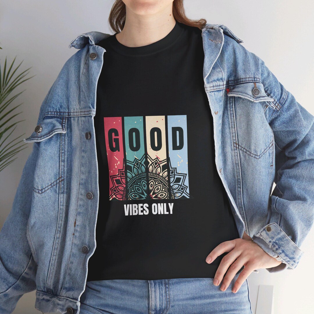 Good Vibes Only Mandala Graphic Inspirational T Shirt Mindfulness