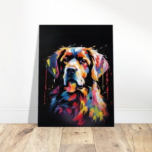 Dog Pet Golden Retriever Canvas Print, Animal Wall Art, Pet Portrait, Home Decor, Abstract Art, Pop Art
