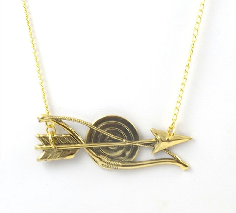 Bow and Arrow Gold Necklace Bow and Arrow Necklace Bullseye Necklace