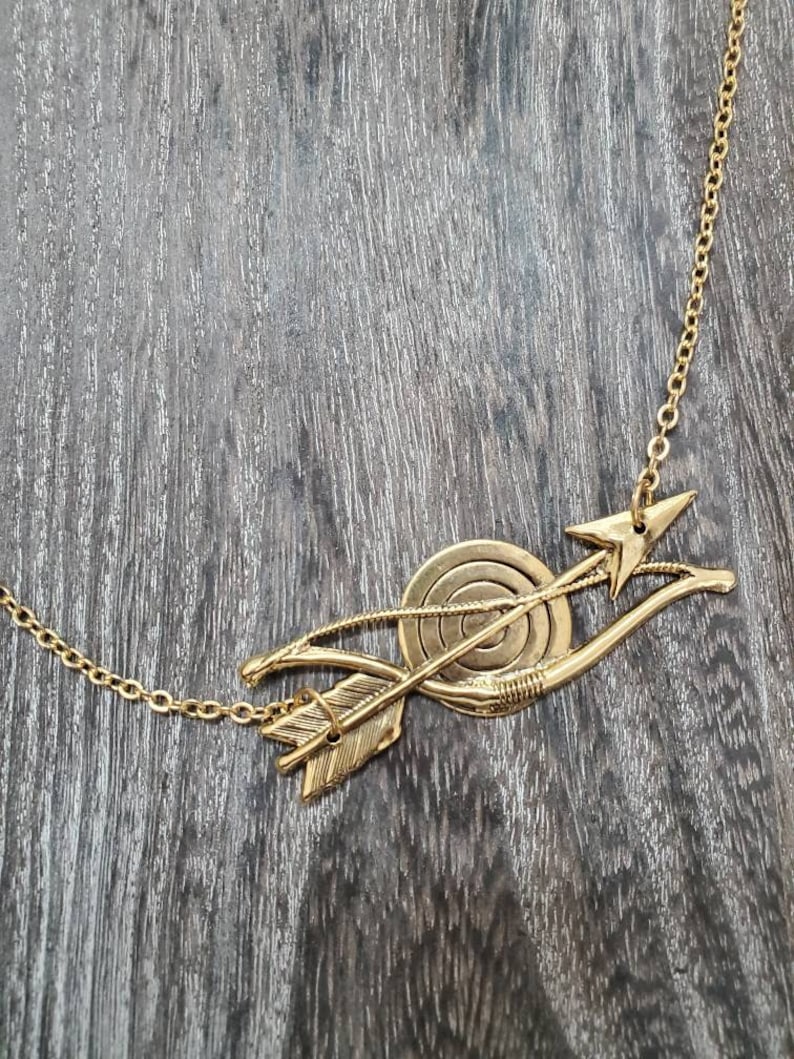 Bow and Arrow Gold Necklace Bow and Arrow Necklace Bullseye Necklace