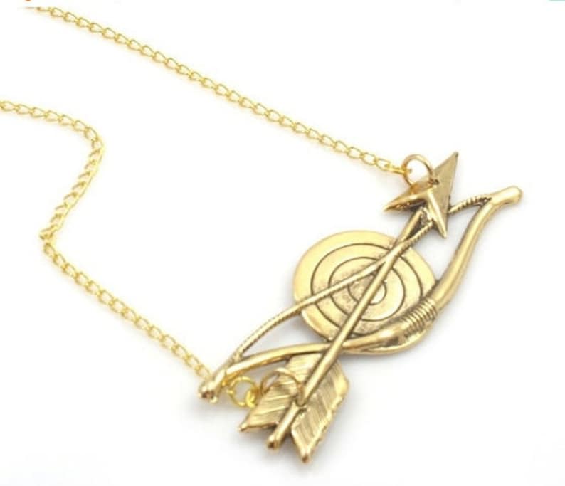 Bow and Arrow Gold Necklace Bow and Arrow Necklace Bullseye Necklace