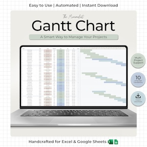 Gantt Chart Project Management Template | Team Task Tracker | Excel | Google Sheets  | Project Planner Timeline | Task Management Planner