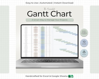 Gantt Chart Project Management Template | Team Task Tracker | Excel | Google Sheets  | Project Planner Timeline | Task Management Planner