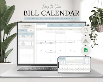 Bill Tracker | Bill Calendar | Monthly Bill Planner | Financial Planner | Personal Finance | Google Sheets | Spreadsheet Tracker | Free Gift