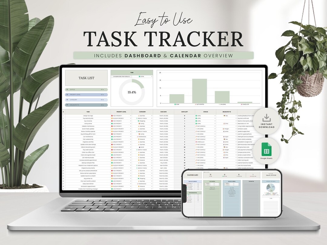 Task Tracker Spreadsheet Google Sheets Template, to Do List, Task ...