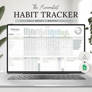 Habit Tracker Spreadsheet Google Sheets Minimalist Template Daily Habit Planner Goal Tracker Weekly Goal Planner Monthly Habit Routine