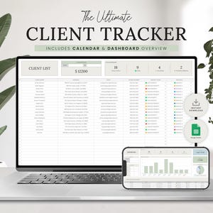 Client Tracker Google Sheets Spreadsheet, Business Planner Template, Business Tracker, Lead Tracker Customer Tracker List, Invoice Template