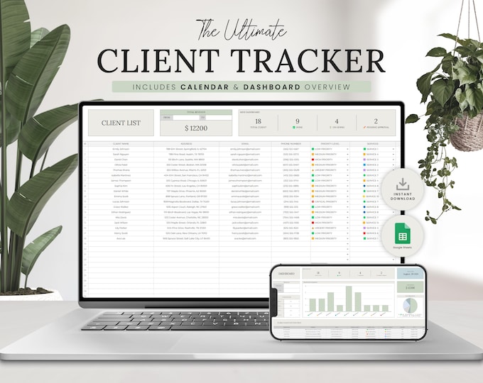 Client Tracker Spreadsheet for Small Businesses, Excel CRM Management ...