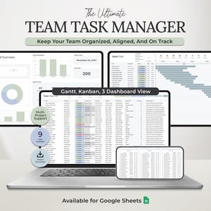 Team Task Tracker Manager with Gantt Chart & Kanban Board Project Management, Assignment Tracker, Business Template, Task Manager Member CRM