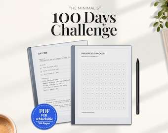 Minimalist 100 Day Challenge Planner for reMarkable | Goal Tracker, Daily Journal (PDF)
