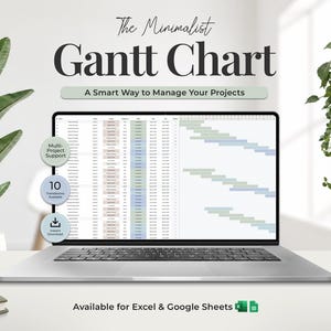 Gantt Chart Project Management Template | Team Task Tracker | Excel | Google Sheets  | Project Planner Timeline | Task Management Planner