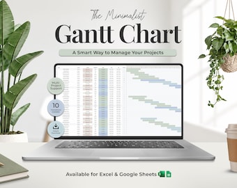 Gantt Chart Project Management Template | Team Task Tracker | Excel | Google Sheets  | Project Planner Timeline | Task Management Planner
