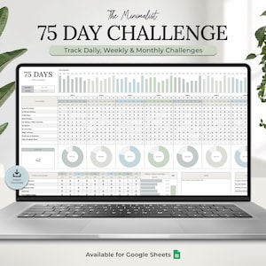 75 Days Challenge Tracker | 75 Day Challenge | 75 Soft Challenge | 75 Medium Challenge | Challenge journal | Google Sheet Spreadsheet