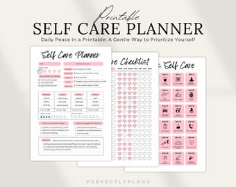 Printable Self Care Planner Bundle | 30 Day Self Care Challenge, Checklist and Wellness Tracker | Mental Health & Self Love PDF