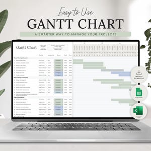 Gantt Chart Project Management Template | Team Task Tracker | Excel | Google Sheets  | Project Planner Timeline | Task Management Planner