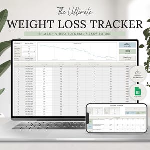Gewichtsverlies Tracker Spreadsheet Google Spreadsheets, Gewichtsverliesplanner Logboek lichaamsmetingen, Calorietracker, Gewichtsverlies Fitness Journaaltracker