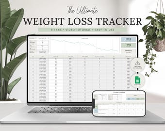 Planilha de controle de perda de peso Planilhas Google, Planejador de perda de peso Registro de medidas corporais, Rastreador de calorias, Rastreador de diário de condicionamento físico para perda de peso