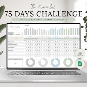 75 Days Challenge Tracker | 75 Day Challenge | 75 Soft Challenge | 75 Medium Challenge | Challenge journal | Google Sheet Spreadsheet