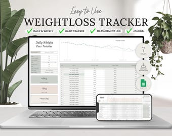 Abnehm-Tracker Tabelle Google Sheets, Abnehm-Planer Körpermesslog, Abnehmen Fitness Journal Tracker,