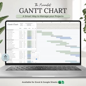 Gantt Chart Project Management Template | Team Task Tracker | Excel | Google Sheets  | Project Planner Timeline | Task Management Planner