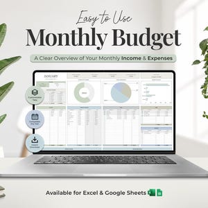 Simple Budget Tracker, Monthly Budget Tracker, Budget Spreadsheet, Budget Template, Financial Spreadsheet, Finance Spreadsheet, Bill Tracker