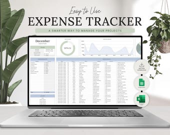 Expense Tracker for Excel, Google Sheets | Easy to Use Budget Tracker & Spending Template | Daily, Weekly, Monthly (Digital Download)