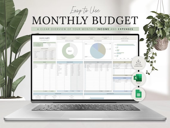 Simple Budget Tracker, Monthly Budget Tracker, Budget Spreadsheet, Budget Template, Financial Spreadsheet, Finance Spreadsheet, Bill Tracker