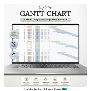 Gantt Chart Project Management Template | Team Task Tracker | Excel | Google Sheets  | Project Planner Timeline | Task Management Planner